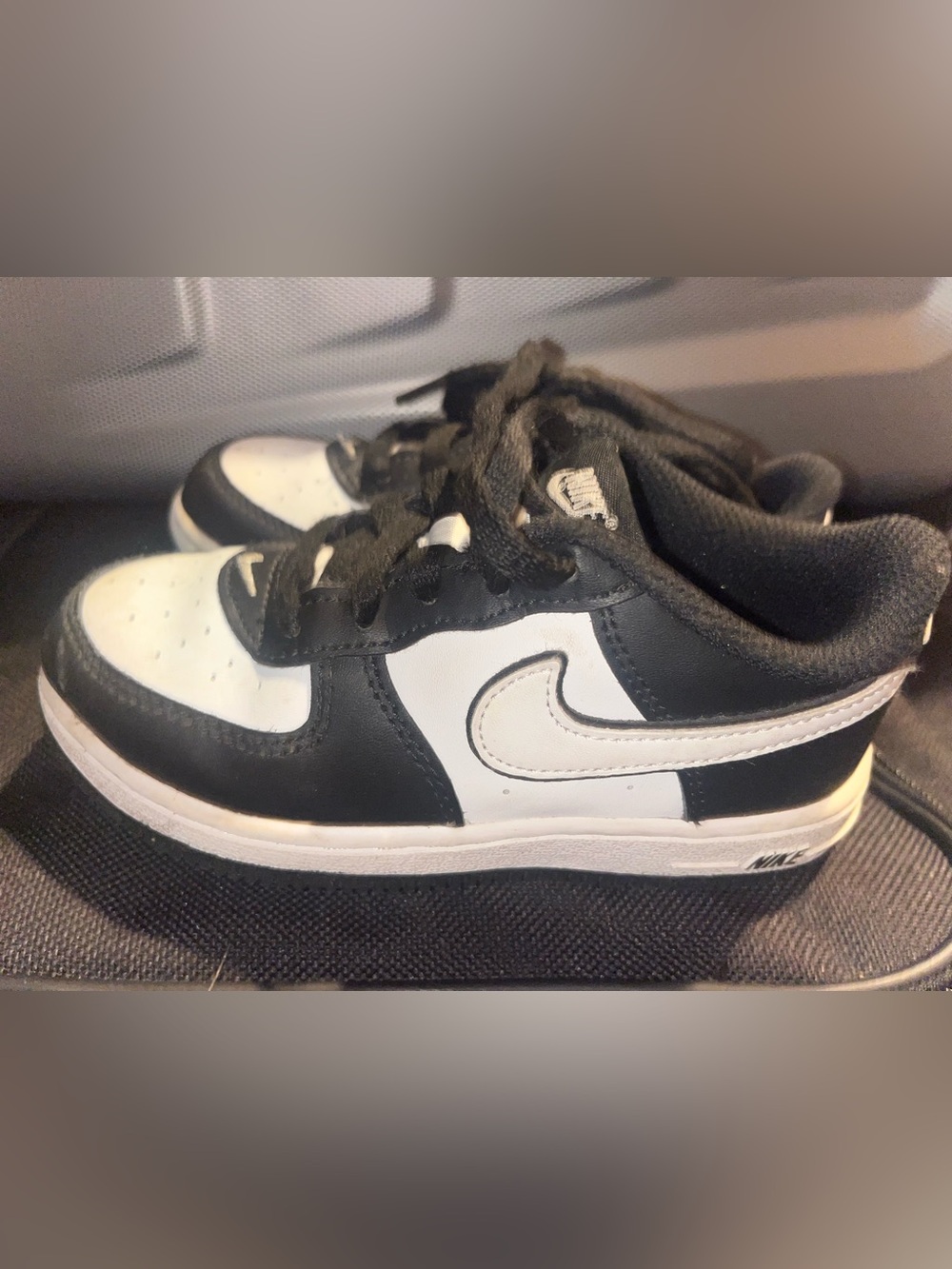 Nike Kids Black and White Low-Top Sneakers with Swoosh